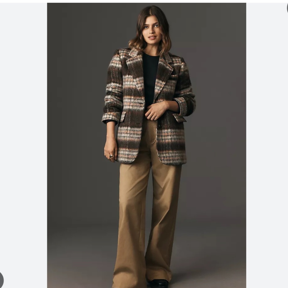 Anthropologie Maeve Brushed Plaid Blazer, size Medium